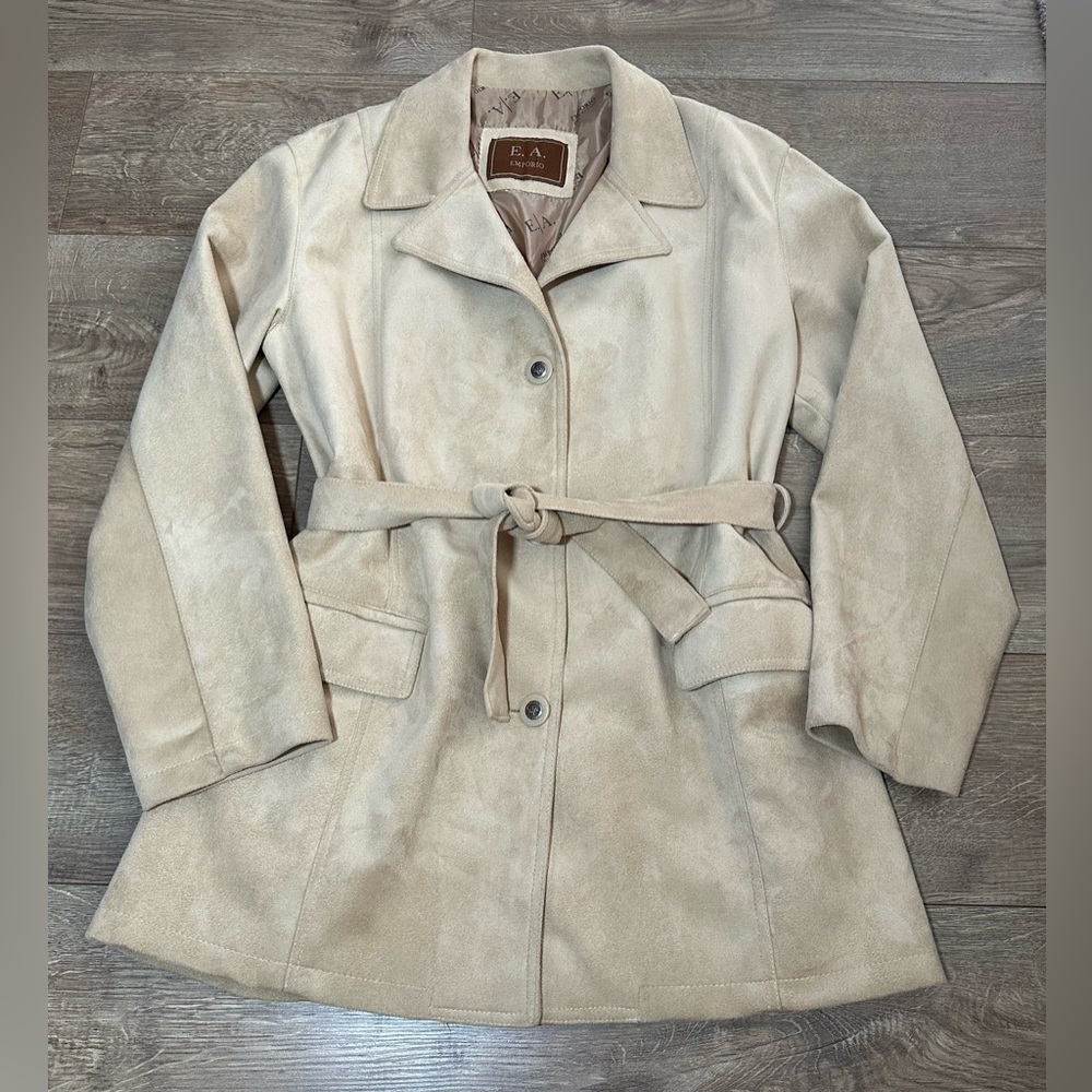 Emporio Collection by E.A. Tan Faux Suede Belted Jacket – Size Medium